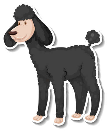 A sticker template of dog cartoon character illustrationのイラスト素材