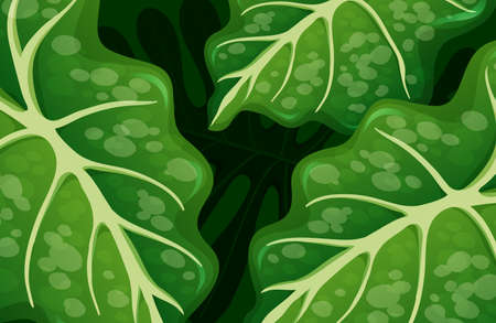 Green tropical leaves background illustrationのイラスト素材