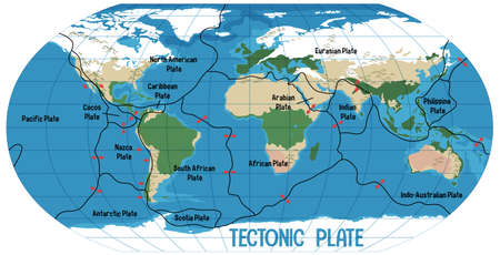 Vector of World Map Showing Tectonic - ID:1-177289704 - Royalty Free ...