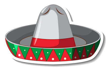 Mexican hat cartoon sticker illustrationのイラスト素材