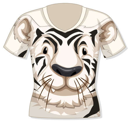 T-shirt with white tiger pattern illustrationのイラスト素材