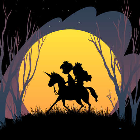 Halloween night background with illustrationのイラスト素材