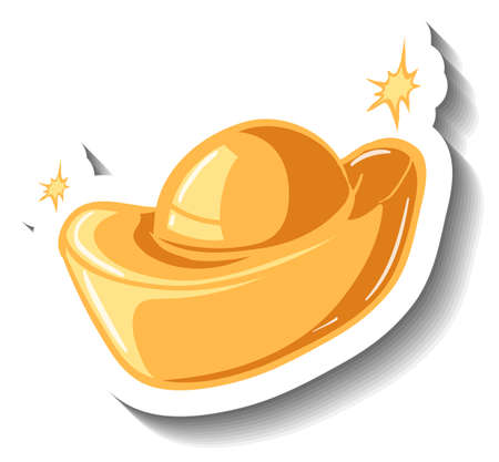 Chinese gold sycee cartoon sticker illustrationのイラスト素材
