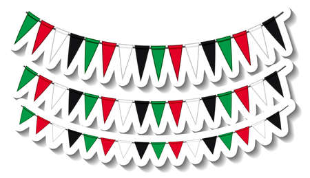 Colourful party flags sticker illustrationのイラスト素材