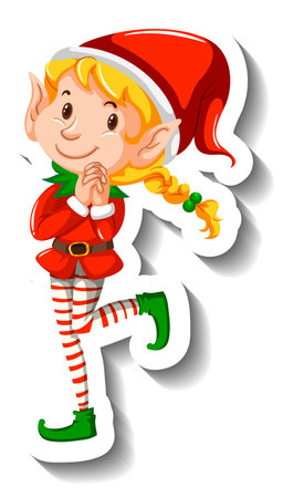 Christmas elf cartoon character illustrationのイラスト素材