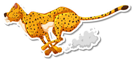 Cheetah running cartoon character on white background illustrationのイラスト素材