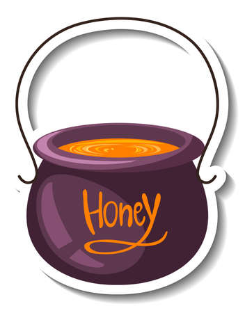 Honey bucket cartoon sticker illustrationのイラスト素材
