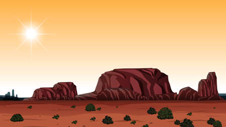 Desert forest landscape scene illustrationのイラスト素材