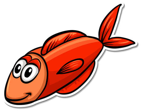 Red fish sea animal cartoon sticker illustration