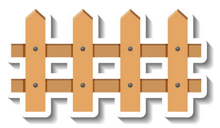 Wooden fence cartoon sticker illustrationのイラスト素材