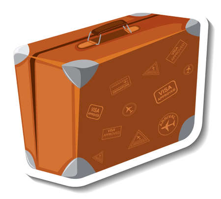Leather suitcase cartoon sticker  illustrationのイラスト素材