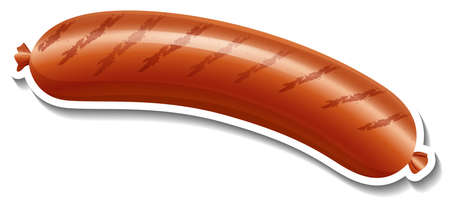 Grilled sausage in cartoon style illustrationのイラスト素材