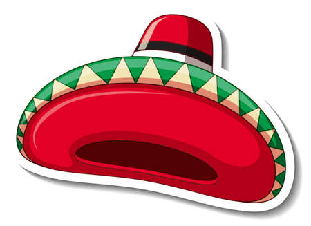 Mexican hat cartoon sticker illustrationのイラスト素材