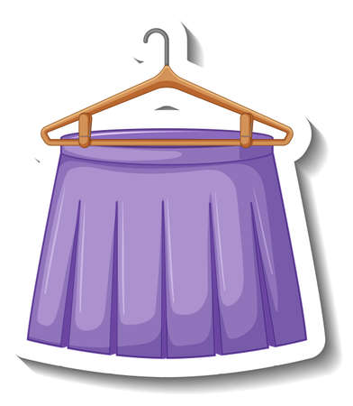 Purple pleated skirt with coathanger illustrationのイラスト素材