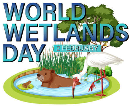 World Wetlands Day logo design illustrationのイラスト素材