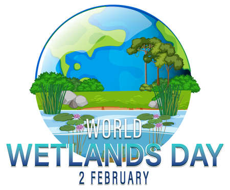World Wetlands Day logo design illustrationのイラスト素材