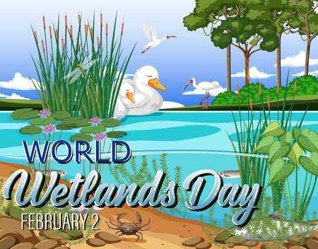 World Wetlands Day poster design illustrationのイラスト素材