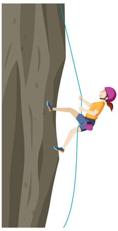 People doing outdoor rock climbing on white background illustrationのイラスト素材