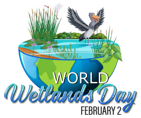 World Wetlands Day logo design illustrationのイラスト素材