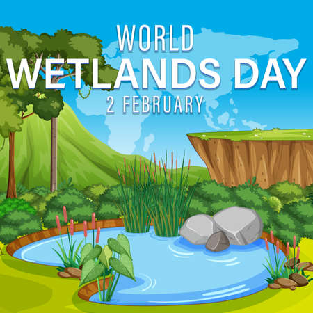 World Wetlands Day poster design illustrationのイラスト素材