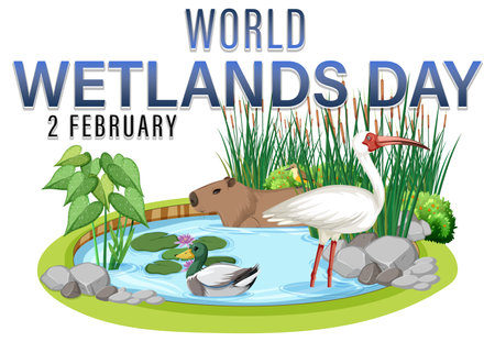 World Wetlands Day logo design illustrationのイラスト素材