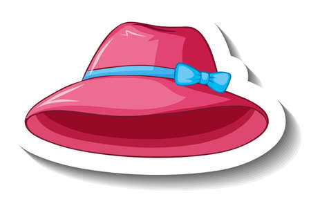 Pink vintage bucket hat sticker illustrationのイラスト素材