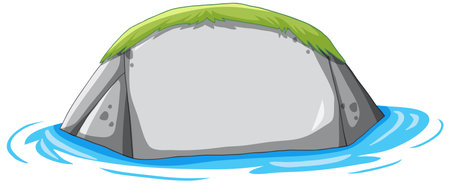 Empty stone with grass isolated illustrationのイラスト素材