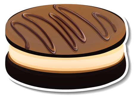 Chocolate cookies sandwich with cream in cartoon style illustrationのイラスト素材