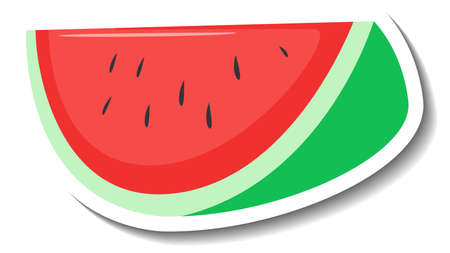 A piece of watermelon in cartoon style illustrationのイラスト素材