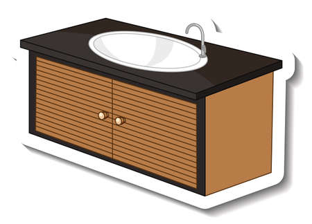 Counter sink with faucet on white background illustrationのイラスト素材