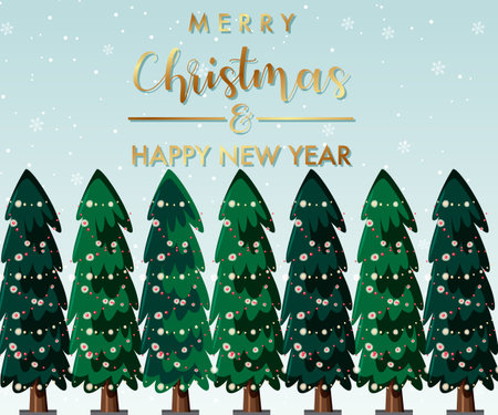 Merry Christmas and Happy New Year greeting card design illustrationのイラスト素材
