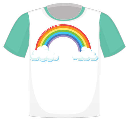 A white t shirt with green sleeves on white background illustrationのイラスト素材