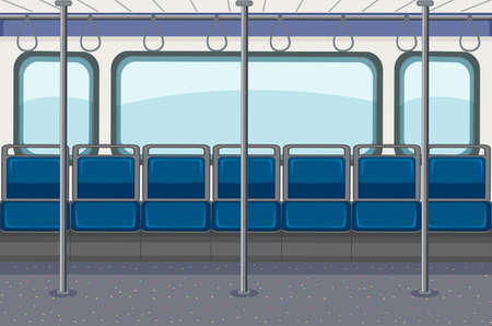 Inside of public transportation with no people illustrationのイラスト素材