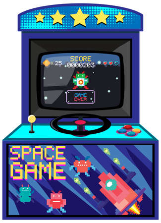 Arcade game machine isolated illustrationのイラスト素材