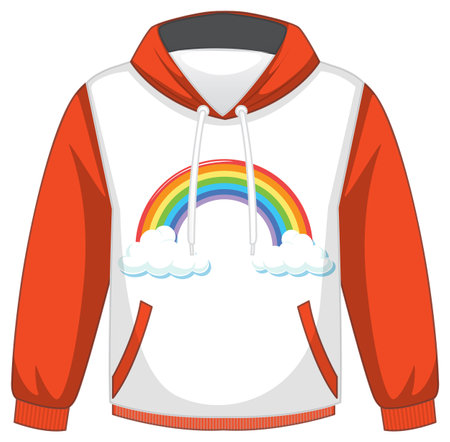 A white hoodie with orange sleeves on white background illustrationのイラスト素材