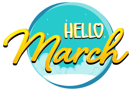 Word design for hello March illustrationのイラスト素材