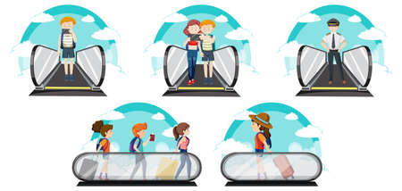 A set of Travel holiday theme man and women on white background illustrationのイラスト素材