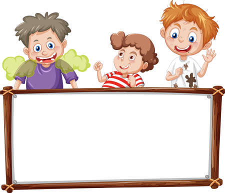 Board template with happy kids illustrationのイラスト素材