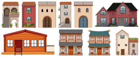 Different designs of buildings illustrationのイラスト素材
