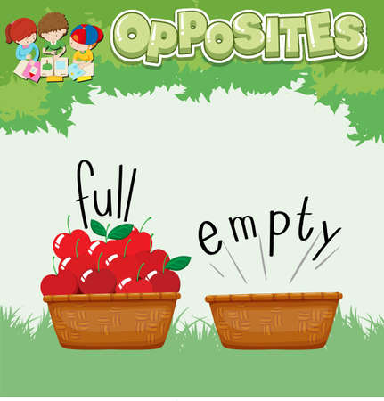 Opposite words for full and empty  illustrationのイラスト素材