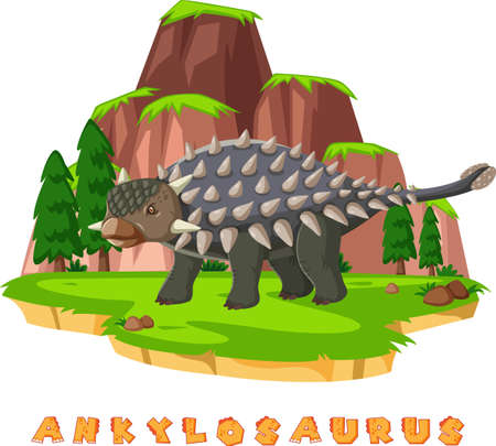Dinosaur wordcard for ankylosaurus illustrationのイラスト素材
