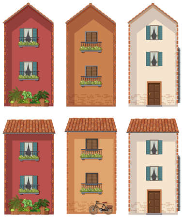 Building designs with two windows illustrationのイラスト素材
