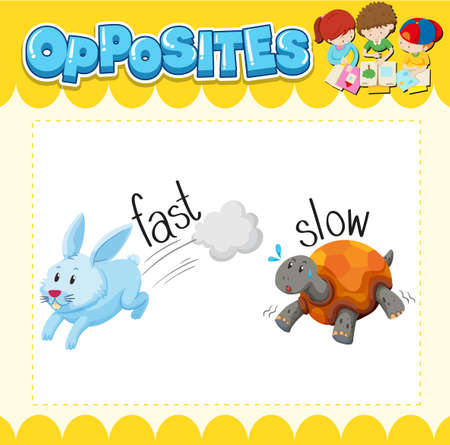 Opposite words for fast and slow illustrationのイラスト素材