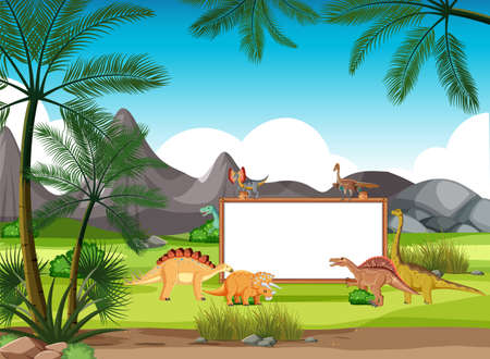 Dinosaur in prehistoric forest scene  illustrationのイラスト素材