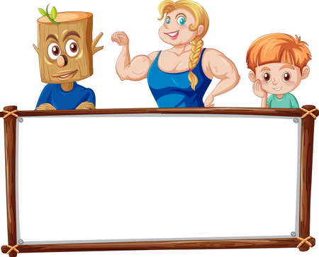 Board template with happy kids illustrationのイラスト素材