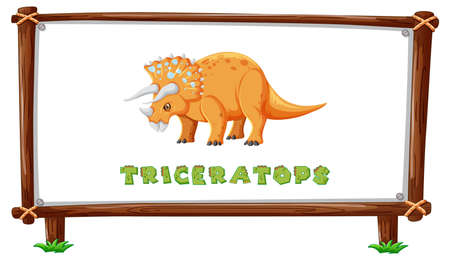 Frame template with dinosaurs and text triceratops design inside illustrationのイラスト素材