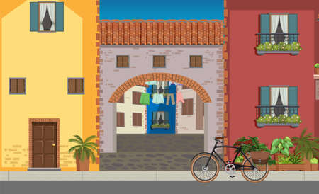 Scene with many buildings in city illustrationのイラスト素材