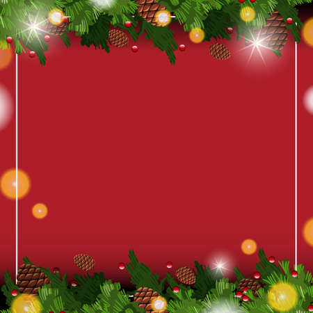 Empty banner in Christmas theme with ornaments illustrationのイラスト素材