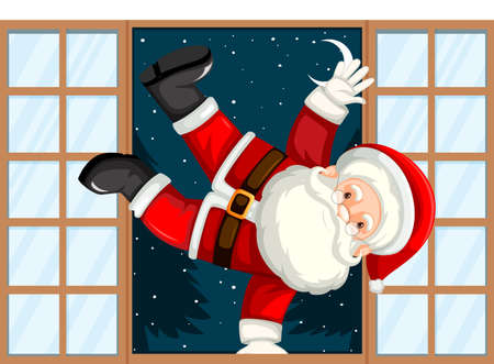 Christmas theme Santa at the door illustrationのイラスト素材