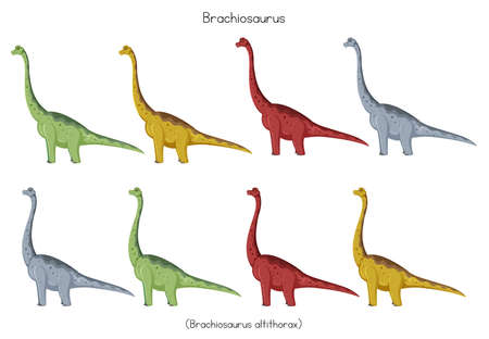 Brachiosaurus in different colors illustrationのイラスト素材